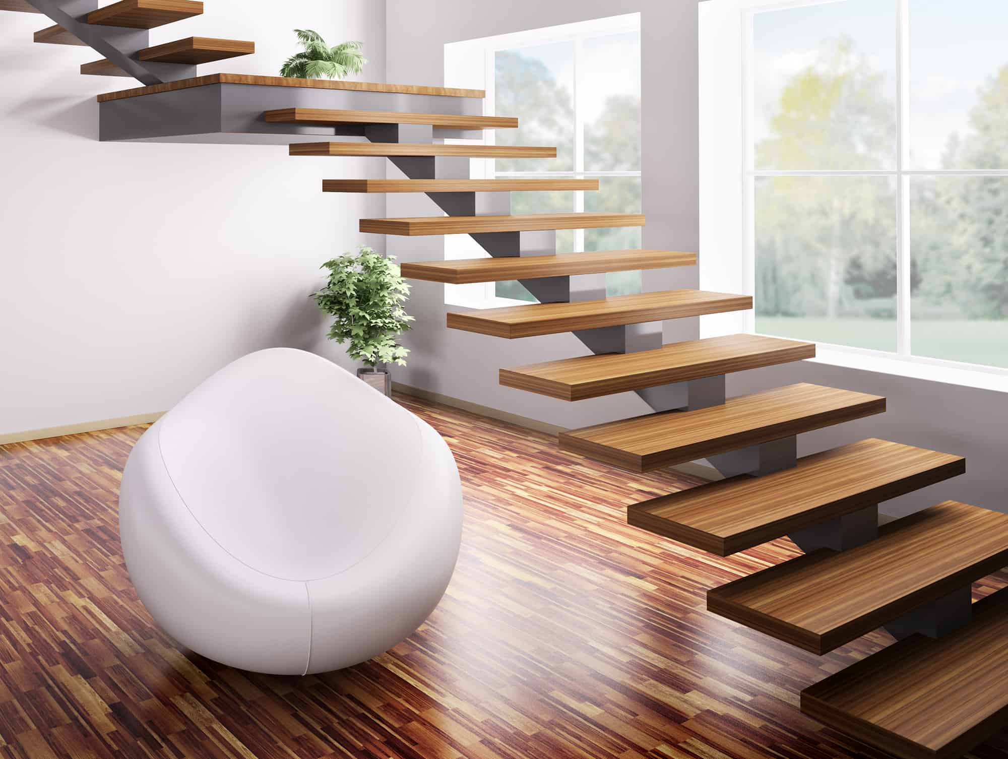 3D Render of Interior Staircase in living space
