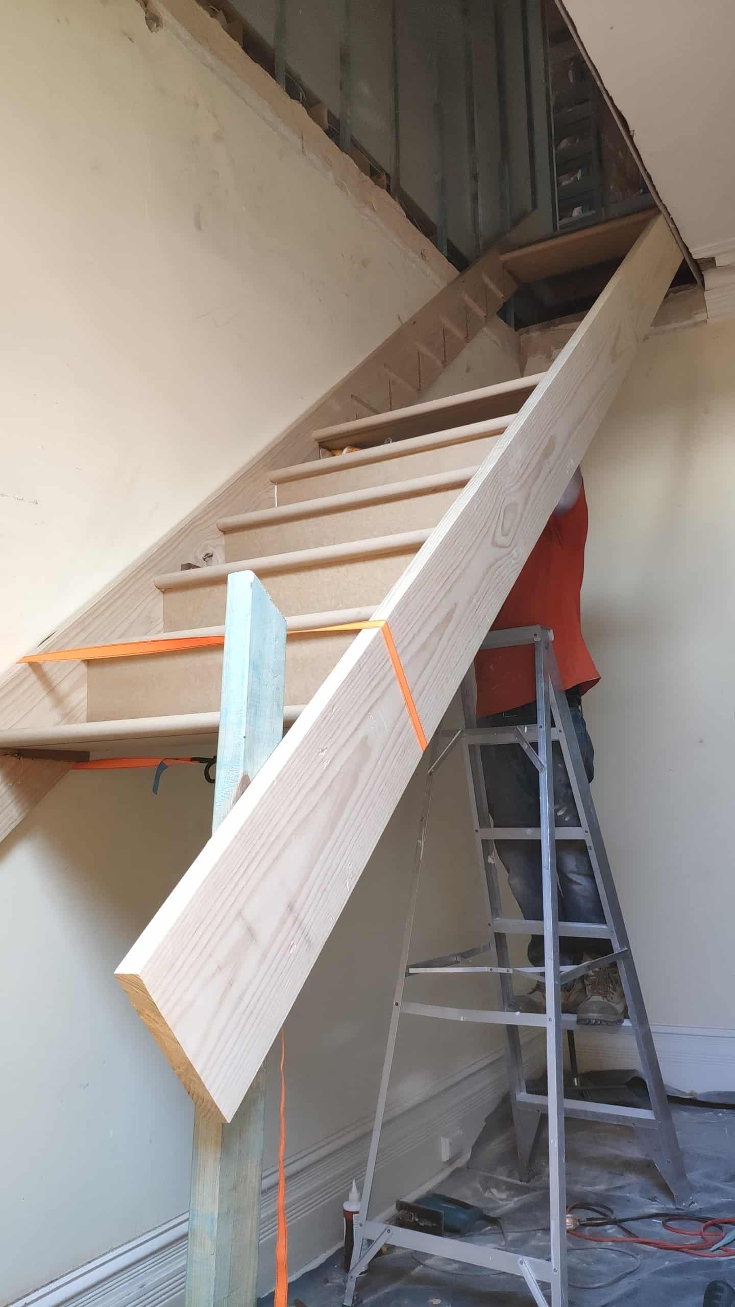 Part way process of installation of a staircase